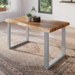 S&ouml;&ouml;gitoa laud 140 x 80 cm, massiivne akaatsiapuit, naturaalset v&auml;rvi lauaplaat, ehtsa vineeriga, h&otilde;bedane U-raamiga, puukant laud.