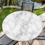 V&auml;ljas ilmastikukindel &uuml;mmargune laudlina elastse lindiga, 60 in - 150 cm, veekindel elastne laudlina sise- ja v&auml;litingimustes kasutamiseks, p&uuml;hkige, kortsuvaba, dekoratiivne valge marmoriga.