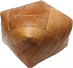 Maroko Pouf Ottoman Footrest Square Extra Large Ehtne naturaalne pruun nahk k&auml;sitsi &otilde;mmeldud plaatide disain (ainult kate)
