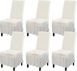 Rakila eemaldatavad Stretch tooli katted seelikuga Hem komplekt 6 pestav - s&ouml;&ouml;gituba k&ouml;&ouml;k tooli Slipcovers valge