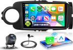 VECHTEL 4G + 128G autoraadio Android 15 Toyota Yaris Grmn 2012-2017, 9-tolline mobiiltelefonisisene HD puuteekraan traadita Carplay Android autoga, autoraadio koos GPS Wi-Fi USB Bluetooth FM RDS raadio tagasip&ouml;&ouml;ramisega