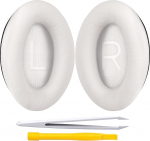 Asendatavad k&otilde;rvapadjad Bose QuietComfort 45(QC45)/Quiet Comfort(QC SE)/Uue QuietComfort Wireless Over-Ear k&otilde;rvaklappidele, pehmema naha ja paksema m&auml;luvahuga k&otilde;rvapadjad (valge suits)