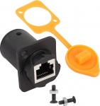 QIANRENON RJ45 8P8C paneelipaneelile paigaldatav RJ45 naise ja naise vaheline pikendusadapter, XLR-paigaldusega paneelipaneel Cat5/5e/6 Ethernet LAN-i jaoks koos tolmukattega