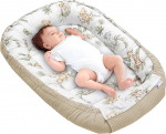 Medi Partners Baby Nest Cuddly Nest Baby Nest 100% puuvillane vatipadi reisipadi reisivoodi imikutele 100 x 60 x 15 cm turvaline sulgemine (Safari halli vatiga)