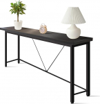 Sidetable Industrial - kitsas konsoollaud 120 cm - must puit ja metall - esikusse, diivanilaud v&otilde;i kirjutuslaud - minimalistlik ja stabiilne - kompaktne disain 23 cm s&uuml;gavusega