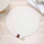Tischsets Rund, 2er Set Rund mit Lanyard Platzset Modern, Tischset f&uuml;r K&uuml;chen Zuhause Esszimmertisch Restaurant, Wei&szlig;, 33cm