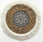 25-35cm &uuml;mmargused Boho laudlinad tupsudega, k&auml;sitsi kootud laudlinad, vesih&uuml;atsint laudlinad, rustikaalsed punutud punutud laudlinad s&ouml;&ouml;gilauale (1.25cm koos tupsudega)