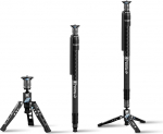 SIRUI SVM-145 Carbon Fibre Monopod with Rapid System, 3-in-1 Modular Monopod, 145 cm, 10 kg Load Capacity, Quick Adjustment and Quick Change for DSLR and Video