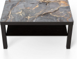 DEQORI klaasist laud | Must suur 90 x 50 cm | Elegantne marmormustriga motiiv | Ebatavaline klaasist k&uuml;ljelaud | K&otilde;rgl&auml;ikega kohvilaud elutuppa | Moodne disainiga diivanilaud
