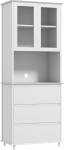 HOMCOM K&ouml;&ouml;gikapp 2 ust 3 sahtlit ja keskne s&uuml;vend M&otilde;&otilde;tmed 68 L x 38 L x 172 H cm Valge puit