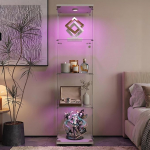Klaasist vitriinkapp LED-valgustusega, valge kapp 164,5 x 80,6 x 36,5 cm, lukustatavad klaasuksed, klaasist vitriinkapp, mis seisab 2 LED-iga, 5 mm karastatud turvaklaas (valge-1 uks, 4 kihiline LED)