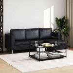 L-f&ouml;rmiges Sofa 3-Sitzer Kunstleder Schwarz Eckcouch Sitzgruppe mit Verstellbarer Chaiselongue und strapazierf&auml;higer Bezug f&uuml;r das Wohnzimmer