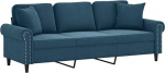 vidaXL 3-kohaline diivan, diivan dekoratiivsete padjadega, puhke diivan elutuppa, polsterdatud diivan, tugitool, l&otilde;&otilde;gastav diivan, Lounge diivan, l&otilde;&otilde;gastav diivan, sinine velvet