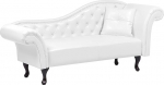 Beliani Vintage Chaise Longue Chesterfield kunstnahast nuppude tupsutamine valge lattidega