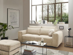 Big Sofa Barura Cord Cream - kompaktne diivan hubase lamamispinnaga, kaasaegne diivan 214 x 112 cm, sisaldab padjaid