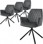 ML-Design S&ouml;&ouml;gitoa toolid, 4 tooli, Velvet Antratsiit, elutoa toolid k&auml;te ja seljatoega, p&ouml;&ouml;rlev tool, auto asend, metallist jalgadega polsterdatud tool, ergonoomiline p&ouml;&ouml;rlev tool, k&ouml;&ouml;k