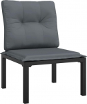 vidaXL aiatool, patio tool koos padjaga, terasraam, modulaarne tool aeda, terrassile, aiam&ouml;&ouml;blile, r&otilde;dutoolile, must hall pol&uuml; rotangist
