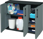GarPet Garden Cabinet 3 uksed Ilmastikukindel Outdoor Cabinet Plastic Multi-Purpose Cabinet Storage Cabinet Balcony Cabinet Household Cabinet Patio Cabinet Half Height