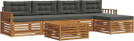 Outdoor Sofa Set 6-teilig aus massivem Akazienholz, Garten Lounge Sitzgruppe mit Polstern, Modulares Lounge-M&ouml;belset f&uuml;r Terrasse und Garten, Natur und Anthrazit