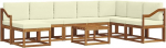 Outdoor Sofa Set Gartenlounge aus Akazienholz, Modulare Sitzgruppe mit Sitz- und R&uuml;ckenkissen, Loungegarnitur f&uuml;r Terrasse und Garten, Natur und Creme, 9-teilig