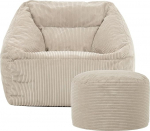 Icon Natalia Bean Bag tool koos tugitooliga t&auml;iskasvanutele, beež, kohev n&ouml;&ouml;rkangas, hiiglaslik Bean Bag n&ouml;&ouml;r koos t&auml;idisega, Bean Bag tool, mugav tool elutuppa, salongi, magamistuppa, kontorisse