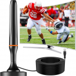 Siseruumide TV-antenn, v&otilde;imas TNT HD 2025 siseruumide TV-antenn, pikamaa 360&deg; vastuv&otilde;tt magnetilise alusega, &uuml;hildub s&uuml;learvuti 4K 1080P ja k&otilde;igi televiisoritega