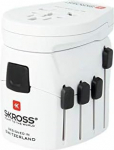 SKROSS World Adapter Pro World & USB; World Adapter Pro World & USB - valge - Sobib k&otilde;ikidele maandatud ja maandamata seadmetele (2 ja 3 pini) koos integreeritud USB-laadijaga.