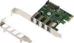 KALEA-INFORMATIQUE PCI Express PCIe USB 3.0 kontrolleri kaart 4 porti USB3A horisontaalselt Via VLI VL805 kiibistikuga, madala ja k&otilde;rge profiiliga nurga all