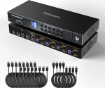 TESmart 4K@144Hz DisplayPort KVM Switch 2 monitori 4 arvutit, USB 3.0 DP 1.4, 4 PC Dual Monitor KVM Switch 8K @ 60Hz dokkimisjaam koos EDID, Gigabit v&otilde;rgu, Hotkey Switch, VRR, k&otilde;ik &uuml;hendused