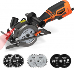 DOVAMAN MCS01A Minikirvesaag 710 W 115 mm laseriga, 3500 RPM, metallist abik&auml;epide, 43 mm (90&deg;), 29 mm (45&deg;) l&otilde;ikes&uuml;gavus, 6 saetera, ideaalne puidu, pehme metalli, plasti, plaatide t&ouml;&ouml;tlemiseks.