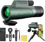 GOHHME 10-30 x 50 Monocular Telescope Monocular Binoculars BAK4 Prism Multilayer Lenses with Tripod Mobile Phone Clip Waterproof Binoculars Small for Bird Watching Hiking Hunting Game Watching