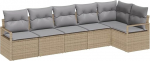 Rantry 6-teilige Garten Sofa Set mit Kissen Beige Poly Rattan Gartenlounge Model3346400