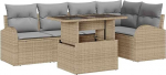 Rantry 6-teiliges Garten-Sofa-Set mit Kissen Beige Poly-Rattan Gartenlounge Model3348646