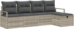Rantry 5-teilige Garten Sofa Set mit Kissen Hellgrau Poly Rattan Gartenlounge Model3360493