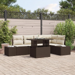 6-teiliges Garten-Sofa-Set mit Kissen Braun Poly-Rattan Gartenlounge Model3349184