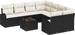9-teiliges Garten Sofa Set mit Kissen Schwarz Poly Rattan Gartenlounge Model3345977
