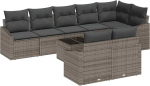 8-teiliges Garten-Sofa-Set mit Kissen Schwarz Poly Rattan Gartenlounge Model3346779