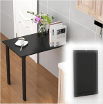 Moderner Klapptisch zur Wandmontage, klappbarer Schreibtisch aus Massivholz (valge, 80 x 50 cm) (schwarz, 80 x 30 cm)