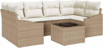 Rantry 7-teiliges Garten Sofa Set mit Kissen Beige Poly Rattan Gartenlounge Model3346621