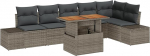 Rantry 7-teiliges Garten-Sofa-Set mit Kissen Grau Poly Rattan Gartenlounge Model3358708