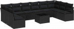 11-teiliges Garten-Sofa-Set mit Kissen Beige Poly-Rattan, 2-Sitzer Garten-Sofa mit Stauraum & Kissen Schwarz Poly-Rattan Gartenlounge Model3355242