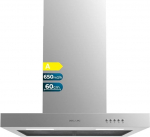 Cecotec Bolero Flux TM 606500 Stainless Steel A Cooker Hood 60 cm Motor 165 W Decorative with Stainless Steel Finish Suction 650 m&sup3;/h Mechanical Control 3 Power Levels Light and Carbon Filter