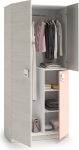 Habitdesign Cloud Children's Cupboard with 3 Doors and 3 Shelves, 200 x 90 x 52 cm (H x W x D), Youth Cabinet, Alpine White, Grey and Pastel Pink