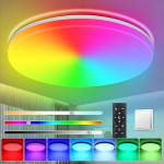 LED laevalgusti Dimmitav 18 W, laevalgusti kaugjuhtimispuldiga, IP54 veekindel vannitoalamp, laevalgusti LED v&auml;rvimuutusega 3000 K - 6500 K magamistoas, lastetoas, elutoas,