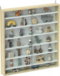 HOMCOM Vitrine f&uuml;r Wand-Vitrinen, 80 x 9,5 x 83 cm, mit 6 h&ouml;henverstellbaren Einlegeb&ouml;den und 2 Schiebet&uuml;ren aus Glas, f&uuml;r die Sammlung von Figuren und Miniaturautos, Eiche