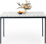 FurnitureR s&ouml;&ouml;gilaud 120 cm helge luksuslik marmori efektiga k&ouml;&ouml;gilaud k&otilde;rgekvaliteediliste metalljalgadega kaasaegne puidust ristk&uuml;likukujuline s&ouml;&ouml;gilaud 4-6 inimesele s&ouml;&ouml;gituppa restorani korterisse, valge