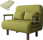 3-in-1 magamistool k&auml;snmatriga, puuvillase ja linase kangaga, Chaise Longue magamisfunktsiooniga, kokkupandav voodi 5 sektsiooniga, reguleeritav seljatugi elutuppa, magamistuppa (roheline, 190 x 100