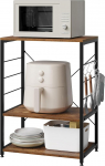 WOLTU k&ouml;&ouml;giriiul, seisev riiul, mikrolaineahju hoidja, pagaririiul, metallist riiul puidust ja terasest, 3 riiuliga, ca 60 x 82 x 40 cm, Vintage pruun