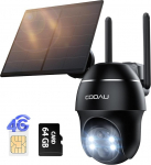 COOAU 4G LTE Surveillance Camera Outdoor Battery with SIM Card + 64GB Card Memory + Solar Panel, Camera Surveillance LTE, 2K Wireless Solar Camera Outdoor with Colour Night Vision, PIR Person