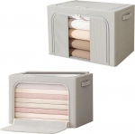 Resszo 2 Pack Gro&szlig;e Kleideraufbewahrungstasche, Faltbare Oxford-Tuch-Stahlrahmenbox, klares Fenster & Tragegriffe, wasserdicht, stapelbare Aufbewahrungsboxen f&uuml;r Kleidung, Bettw&auml;sche, Decken (D-66L)
